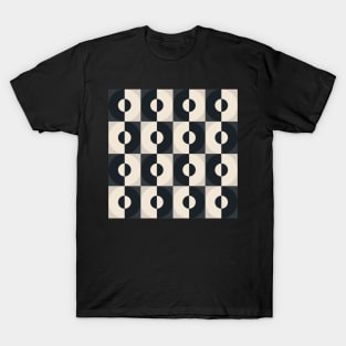 Retro Square and Circle Tile Black and White T-Shirt